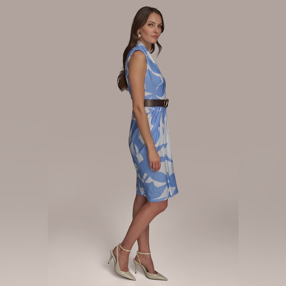 NWT Donna Karan New York FLORAL SLEEVELESS V-NECK SHEATH DRESS Sz 16W - Picture 3 of 11